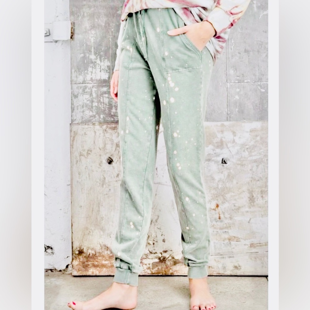 XS | Pink Bleach Splatter Look Joggers